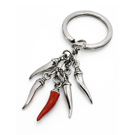 Portachiavi Argento 925 con Corni Portafortuna