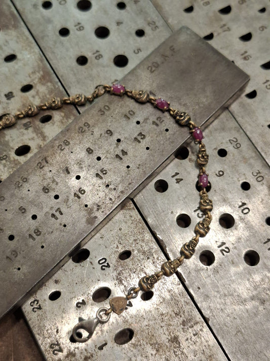 Braccialetto Argento 925 con Radici di Rubini