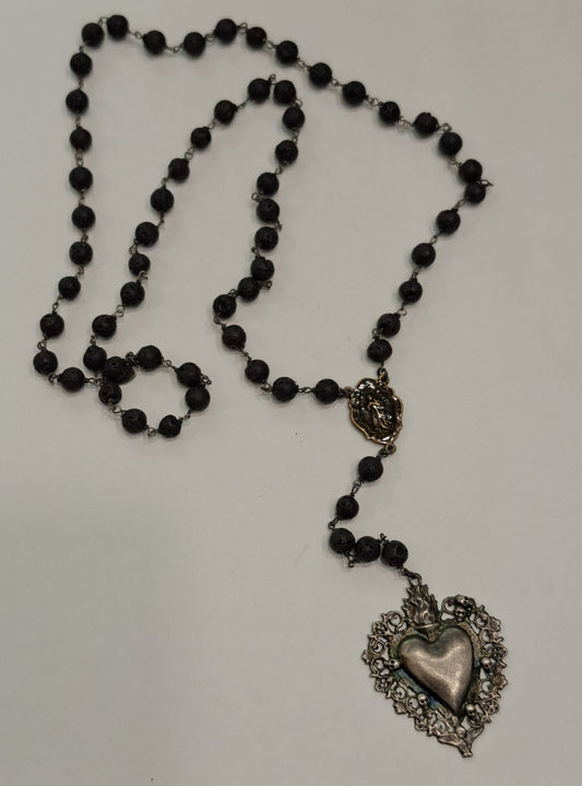 Collana Pietra Lavica Argento 925